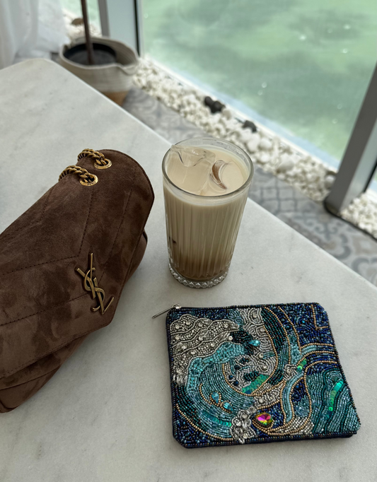 Ocean beaded pouch